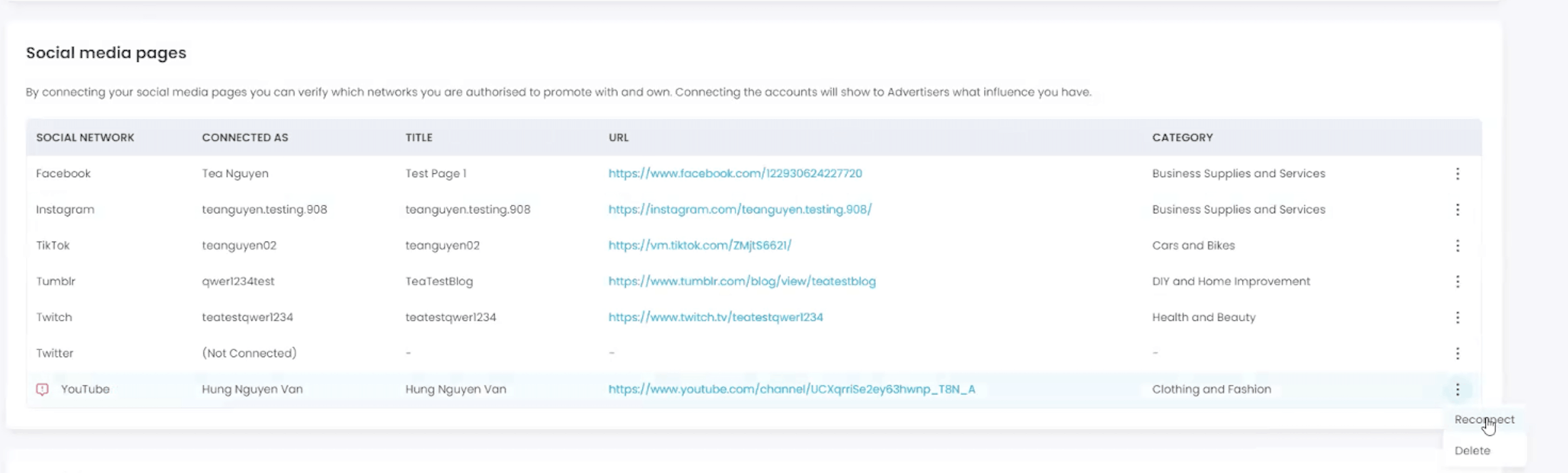 Social tracking links